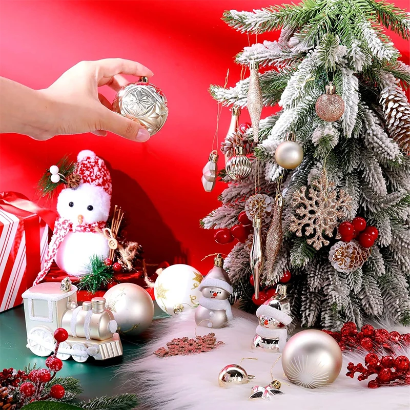 1 doos 3-6 cm Kerstballen Ornament Set Kerstboom Opknoping Hanger Ornamenten voor Thuis Thema Party Nieuwjaar gift Noel Navidad