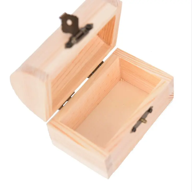 Wooden Storage Box Plain Wood With Lid Multifunction Square Hinged Craft Gift Boxes For Home Supply Storage Decor 9*6.2*5.4cm