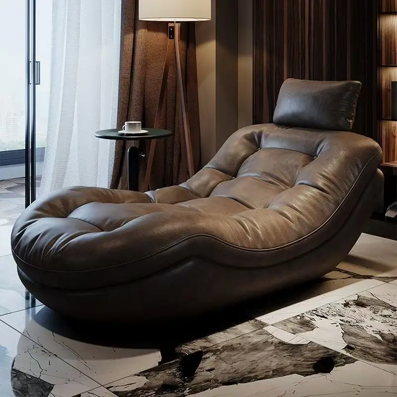

#Modern Luxury Genuine Leather Lounge Chair, Suitable for Living Rooms and Balconies, Durable and Long-lasting.