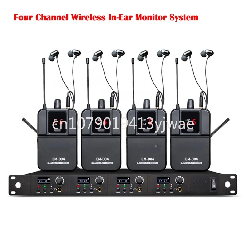 EM-D04 Wireless In Ear Monitor System 4 Channels Transmitter Host With 4 Bodypack Receivers For Stage Performance Return