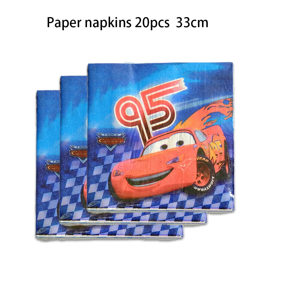 Disney Cars Party Napkins Tableware 20pcs/lot McQueen Birthday Print Dinner Napkins Baby Shower Supplies Decor Tissue