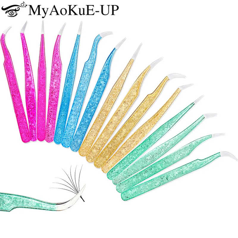 1szt Pęseta do rzęs ze stali nierdzewnej Klips do brwi Ice Flower Design Wysoka precyzja Pęseta do przedłużania rzęs Narzędzia do makijażu