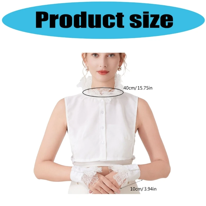 

Multiuse Lace Detachable Collar And Elastic Arm Sleeves for Office Women Outfit