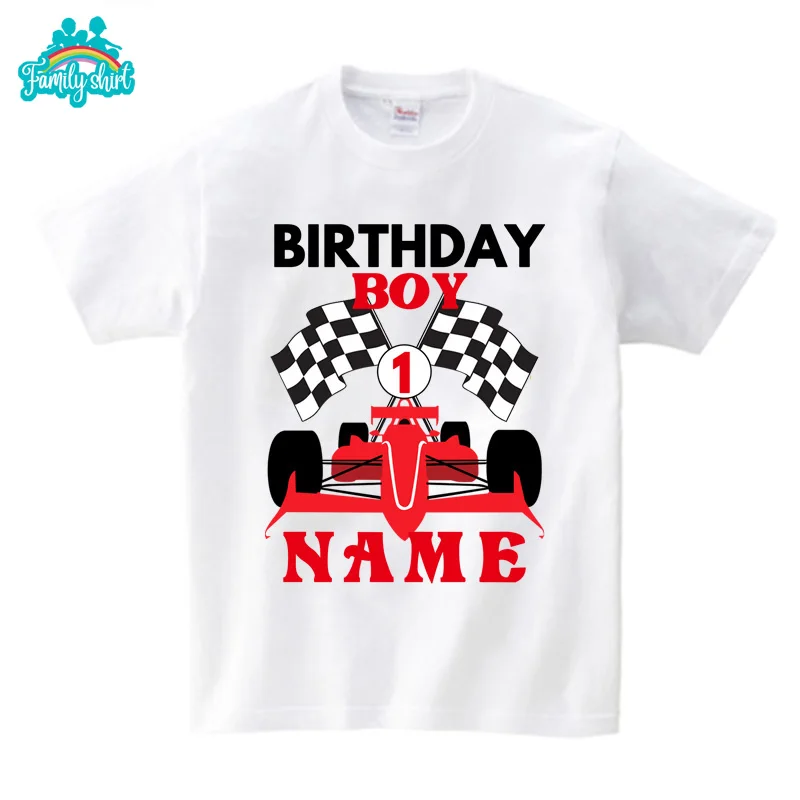 Matching Family Outfits for Birthday F1 Racing Cartoon Theme Kids T-shirt Birthday Boy Funny Party Present Clothes Father Mother