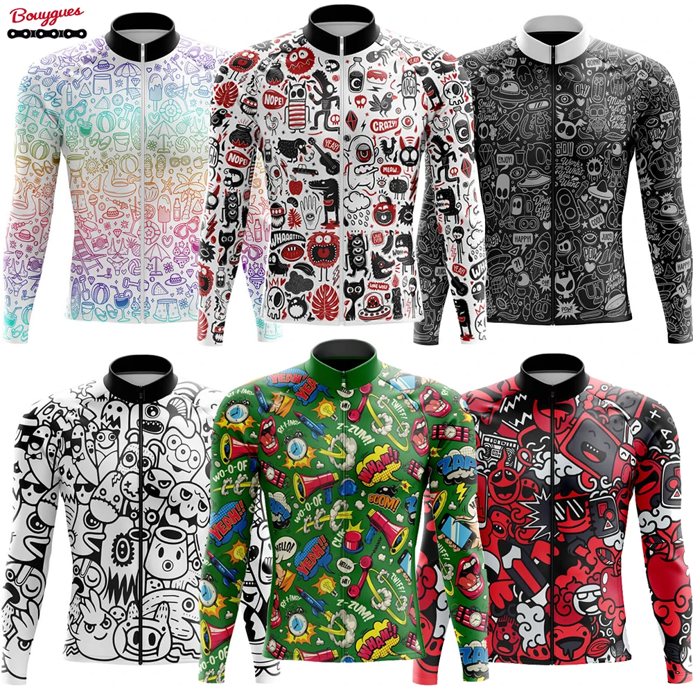 

Мужской и женский велосипедный трикотаж с рисунком, зима и осень, термофлисовая подкладка с длинными рукавами, теплая куртка для велосипеда, одежда для шоссейного велосипеда, MTB