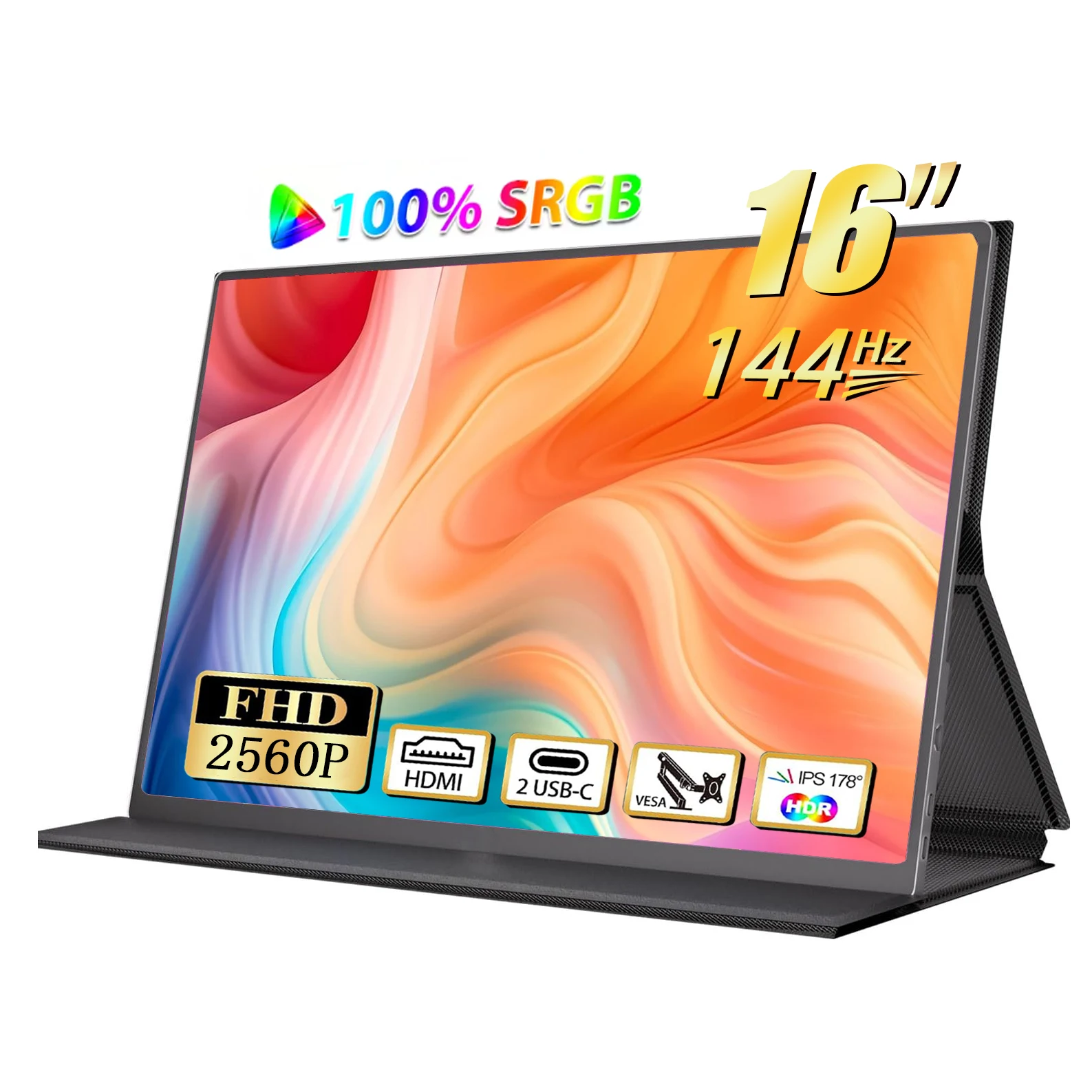 

AHXJKA 16inch Portable Monitor 16:10 100%sRGB 300Cd/m² Second Screen For Laptop PS4/5 With Holder Stand Type-C HDMI-Compatible