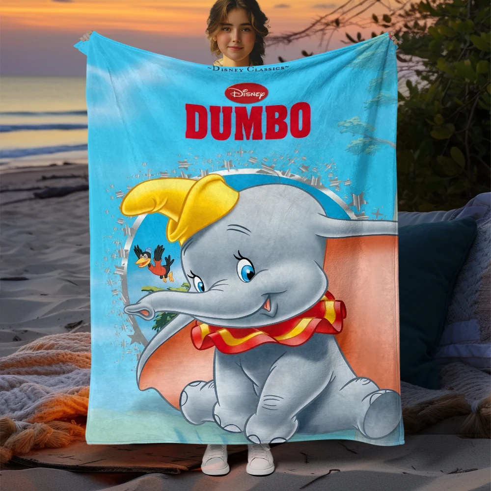 MINISO dumbo Cute Cartoon Print Blanket.Oversized Soft Warm Flannel All-season Blanket.Use Sofas,Picnic,office,Camping Blankets