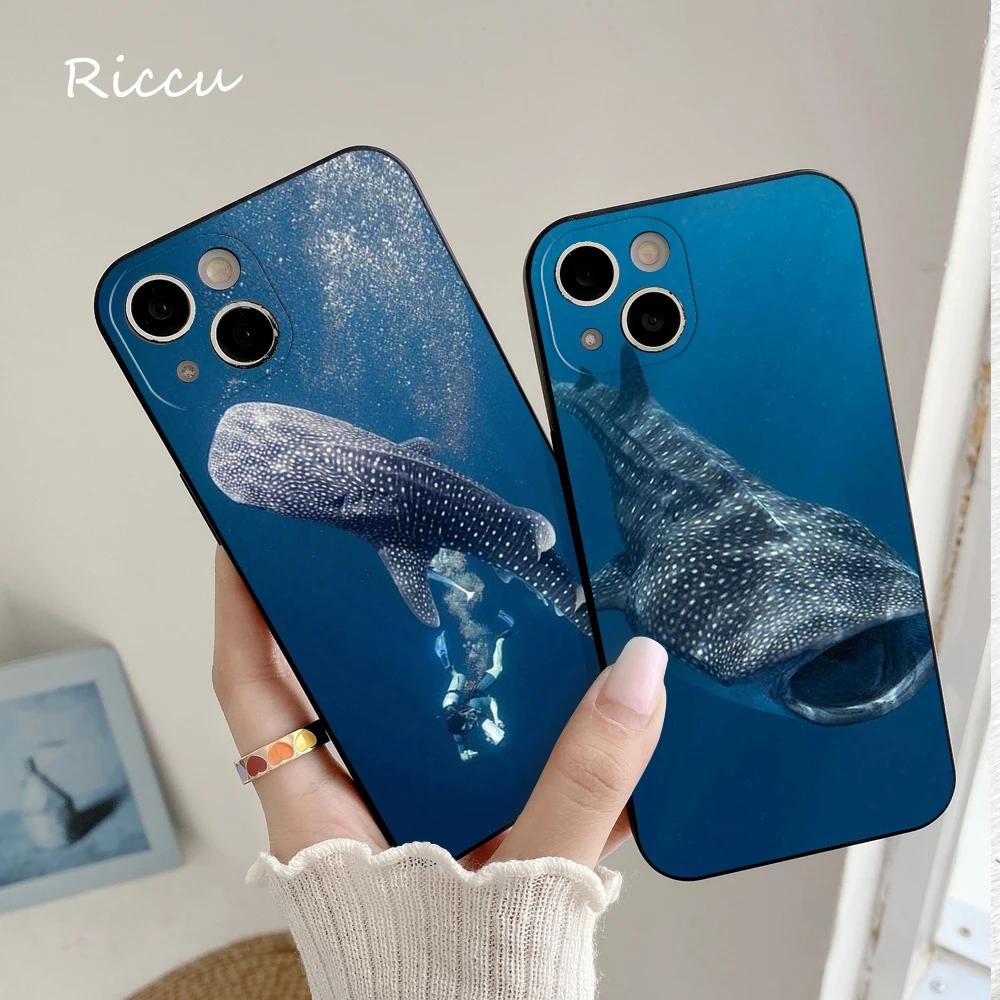 FOR IPhone 14 Ocean Whale Shark Swimming Soft Case for Iphone 14 11 12 Pro 8 7Plus X 13 Pro MAX SE2020 XR XS Soft Covers