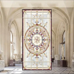 PVC Privacy Window Film Church Style Pattern Frosted Sun Blocking Static Cling Glass Stickers Bathroom Door Home Decor Film