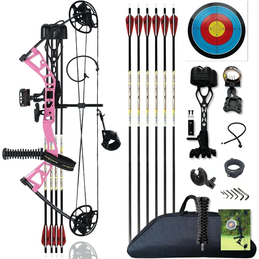 مجموعة القوس المركب 1040lbs لسحب الطفل اليد اليمنى تصميم خفيف الوزن القوس قابل للتعديل 1628 رسم طول IBO 290fps جديد 2024 Profe