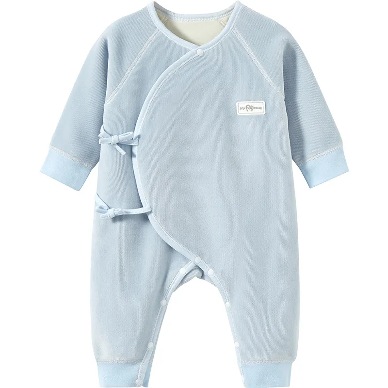 Newborn Bodysuit Cotton Thickened Thermal Plush Baby Bodysuit for Baby Boys and Girls In Spring and Autumn