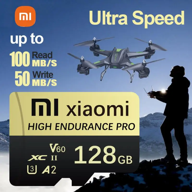 การ์ดหน่วยความจำ Mijia Xiaomi 1TB แบบดั้งเดิม128GB การ์ด Micro TF SD ความเร็วสูง2TB 1TB 512GB V30การ์ด TF U3สำหรับแท็บเล็ต Ps4