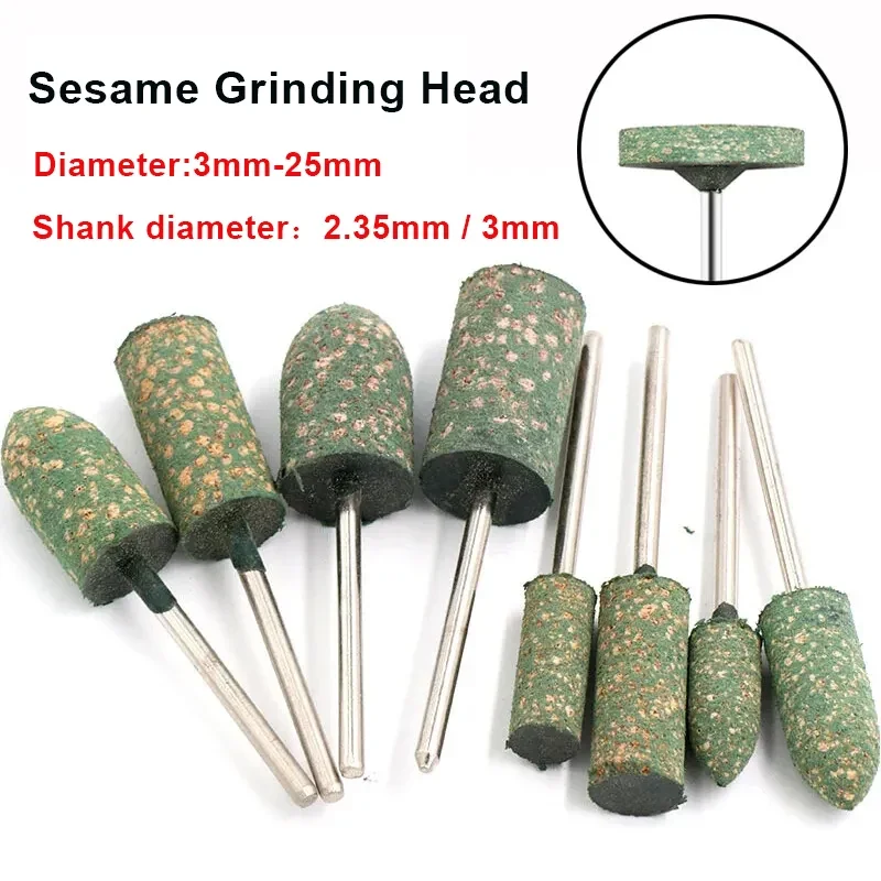 

1Pcs 2.35/3mm Shank Sesame Grinding Head 3-25mm Polishing Wheel For Amber Agate Jade Stone Polishing Abrasive Accessories Tool