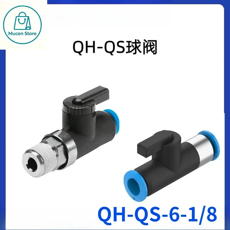 1PCS FST QH-QS-6-1/8 Manual Valve 56 2/2 Way Pneumatic Hand Valve R1/8 Plug To QS-6 Connection