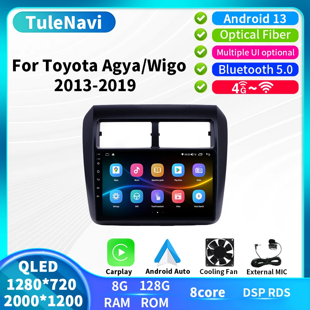 T7plus Carplay Android Auto For Toyota Wigo Agya 2013 - 2019 Car Radio Multimedia GPS Navigation BT WIFI 4G LET