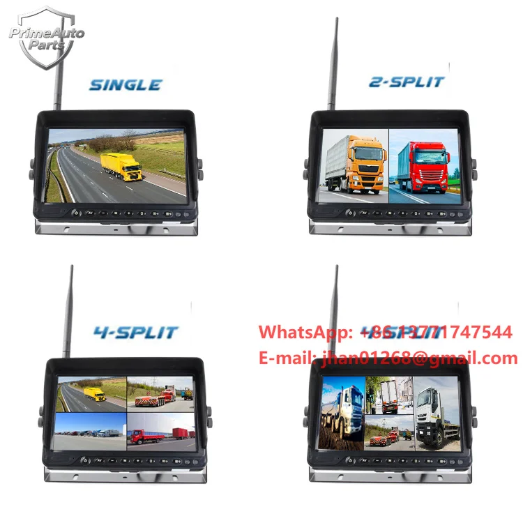 Portable Wireless RV Inside Split Screen Car Reversing solar wifi Aid 4 channel camera system for Semi Truck Trailer