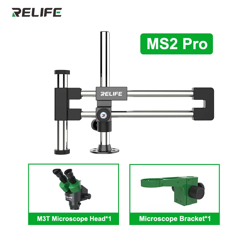 RELIFE MS2 Pro حامل مجهر ثنائي القضيب 360 °   دوران متوافق مع معظم مجموعات المجهر في السوق.