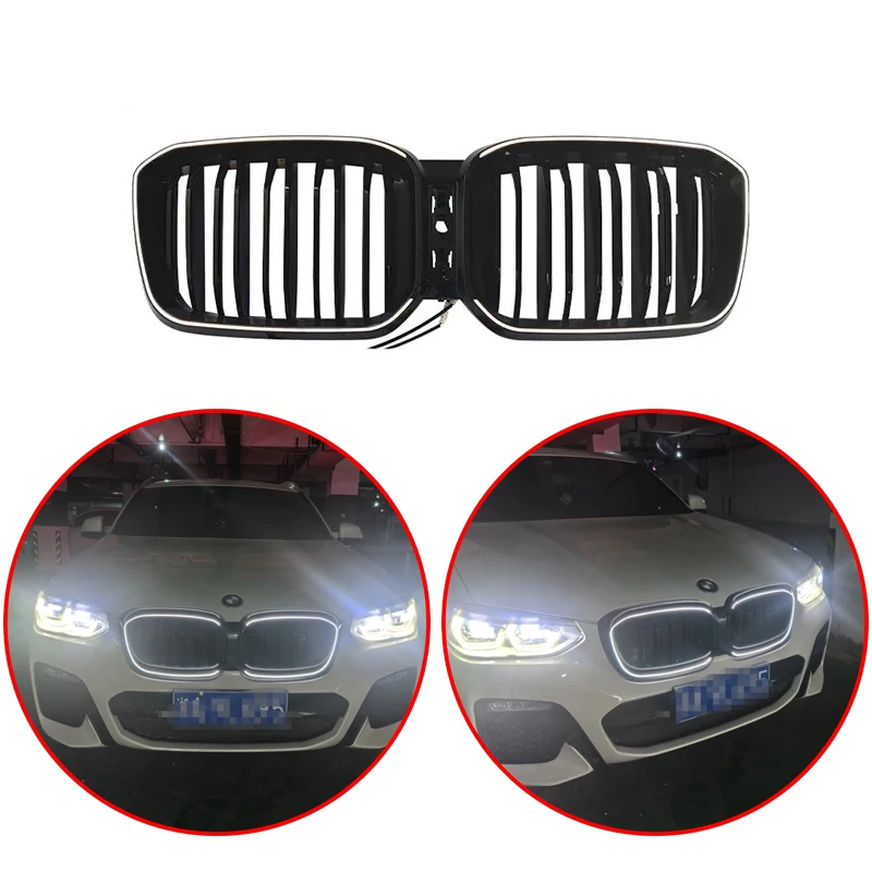 Для BMW X3/X4 G01 G02 G08 M40i 20i 30i LCI 2022-2024 Высококачественная решетка переднего бампера из АБС-пластика с подсветкой, светодиодная решетка