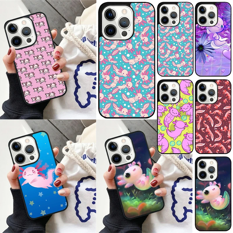 Cute Animal Axolotl Cover For iPhone 16 13 14 15 Pro Max 12 Mini 11 15 Pro Max 6 7 8 Plus Max SE 2020 Phone Case