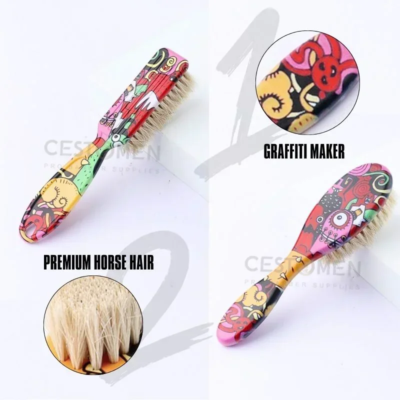 Cepillo profesional de peluquero para el cuello, cepillo de pelo de caballo, grafiti, Barba, afeitado, limpieza Facial, herramientas de estilismo, nuevo