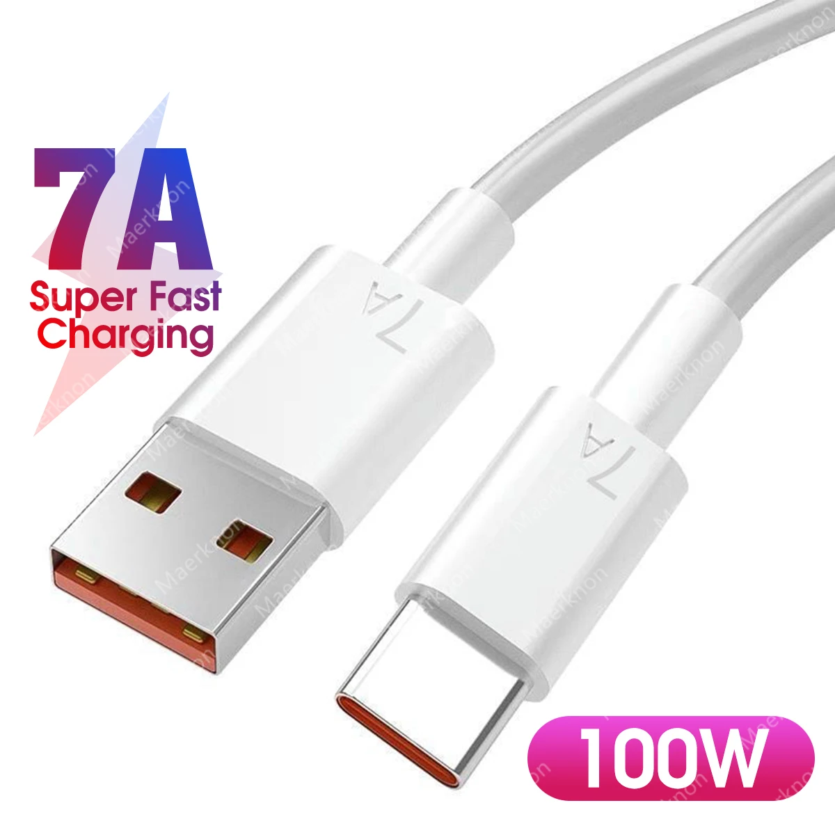100W USB To Type C Super Fast Charging Data Cable Mobile Phone Charge Wire For Xiaomi Huawei Samsung Oppo Andriod 7A USB-C Cord