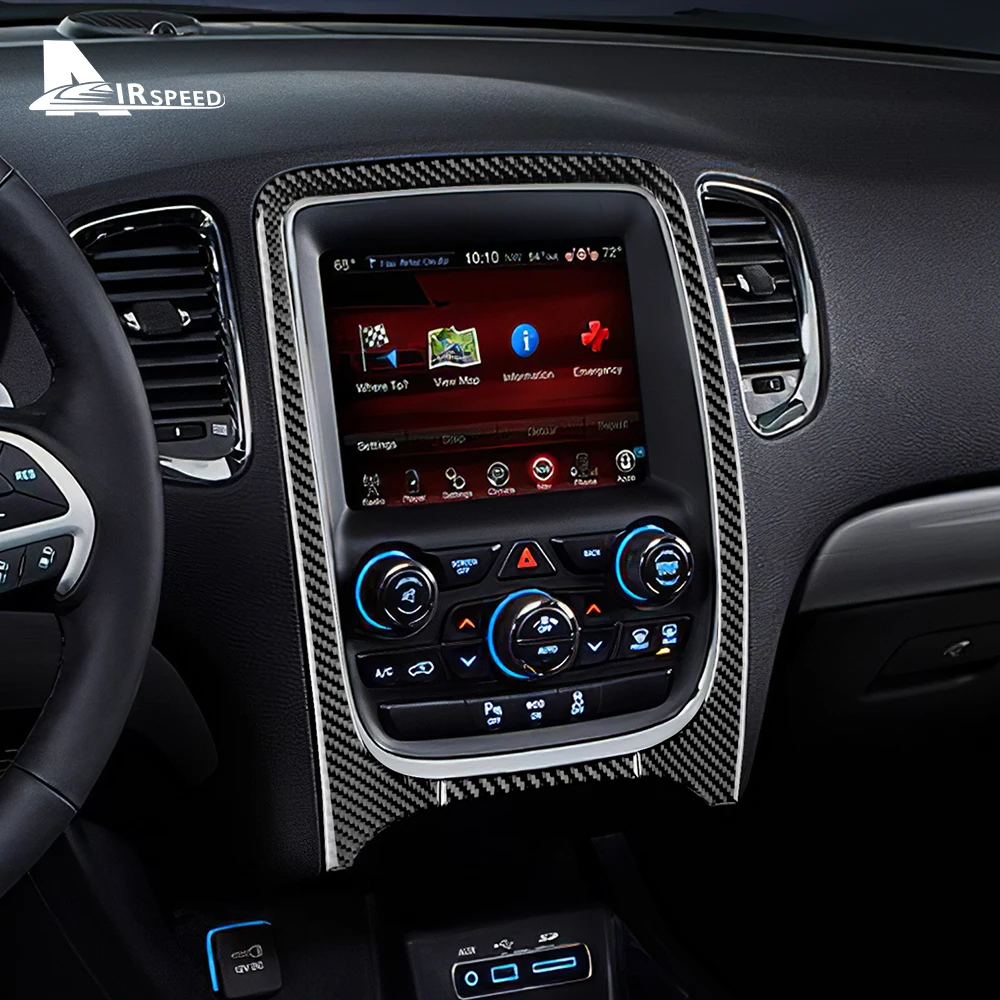 

Car Central Control Navigation Panel Cover Real Carbon Fiber Sticker for Dodge Durango 2014-2020 Center Console Interior Trim
