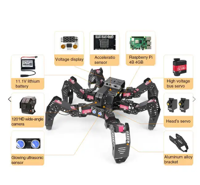 Hiwonder SpiderPi: AI Intelligent Visual Hexapod Robot Powered by Raspberry Pi 4B 4GB