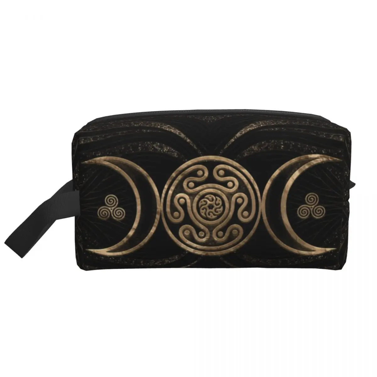 Hecate Wheel Triple Moon Goddess Cosmetic Bag Women Capacity Goth Pentagram Witch Witchcraft Makeup Case Storage Toiletry Bags