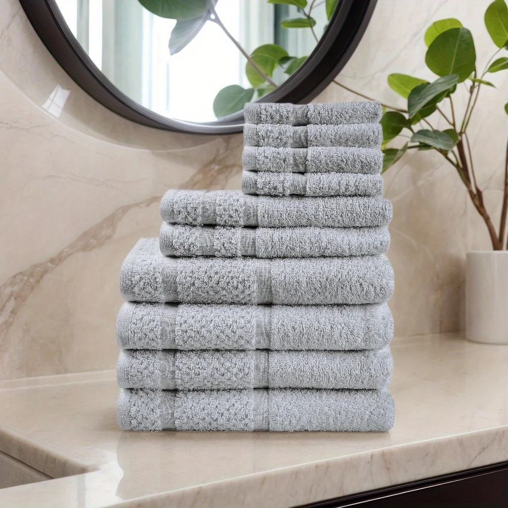 Deluxe 10-Piece Towel Set in White - Enhanced for Supreme Softness and Long-Lasting Durability