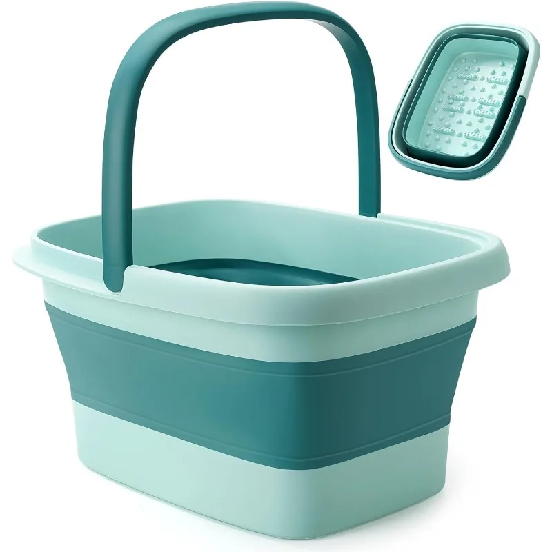 

Foot Soaking Tub with Massage Acupoint for Feet Soaking,Multifunction Plastic Bucket with Handle, Home Spa Treatment – Green