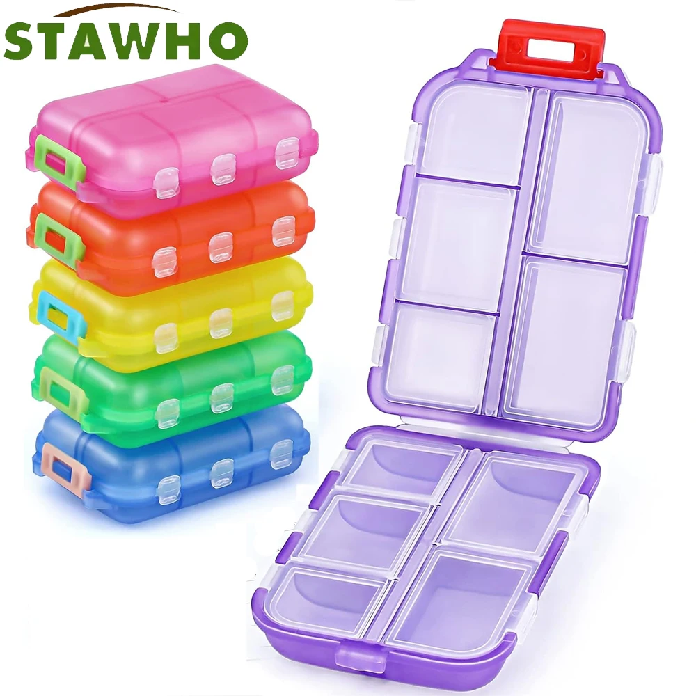 

Travel Pill Organizer - 10 Compartments, Portable Medicine Container for Purse or Bag - BPA-Free Vitamin and Fish Oil Case