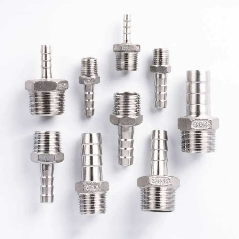 1 pz 304 in acciaio inox BSPT 1/8 "3/8" 1/2 "1/4" filettatura maschio raccordi per tubi flessibili connettori da 6mm a 12mm per tubo PU PE