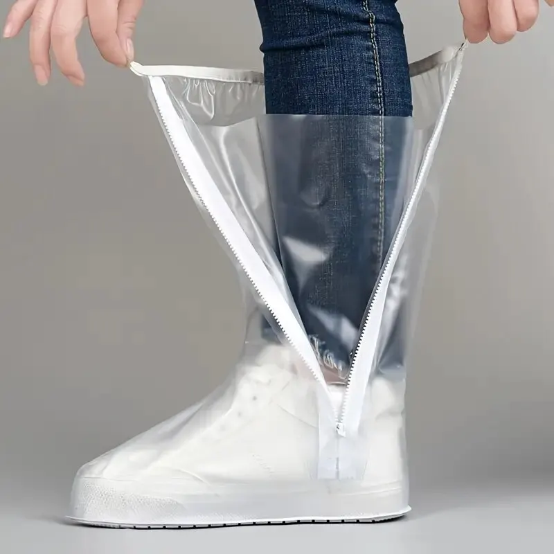 1 Paar High-Top-Unisex-Schuhüberzüge, wiederverwendbare PVC-Regenstiefelüberzüge, rutschfest, trocken bleiben, wasserdicht, stark, langlebig, Schnee und Schmutz – Detail 5