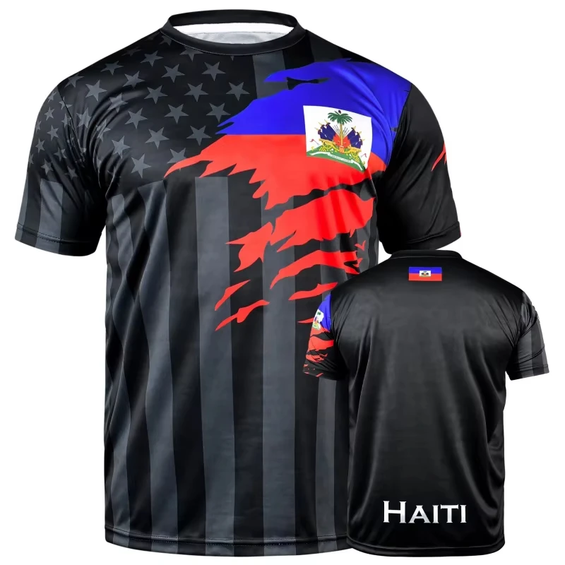 2026 new 3D printed Colombian, Haitian, Brazilian and Argentine pattern short-sleeved fashionable casual round-neck T-shirt