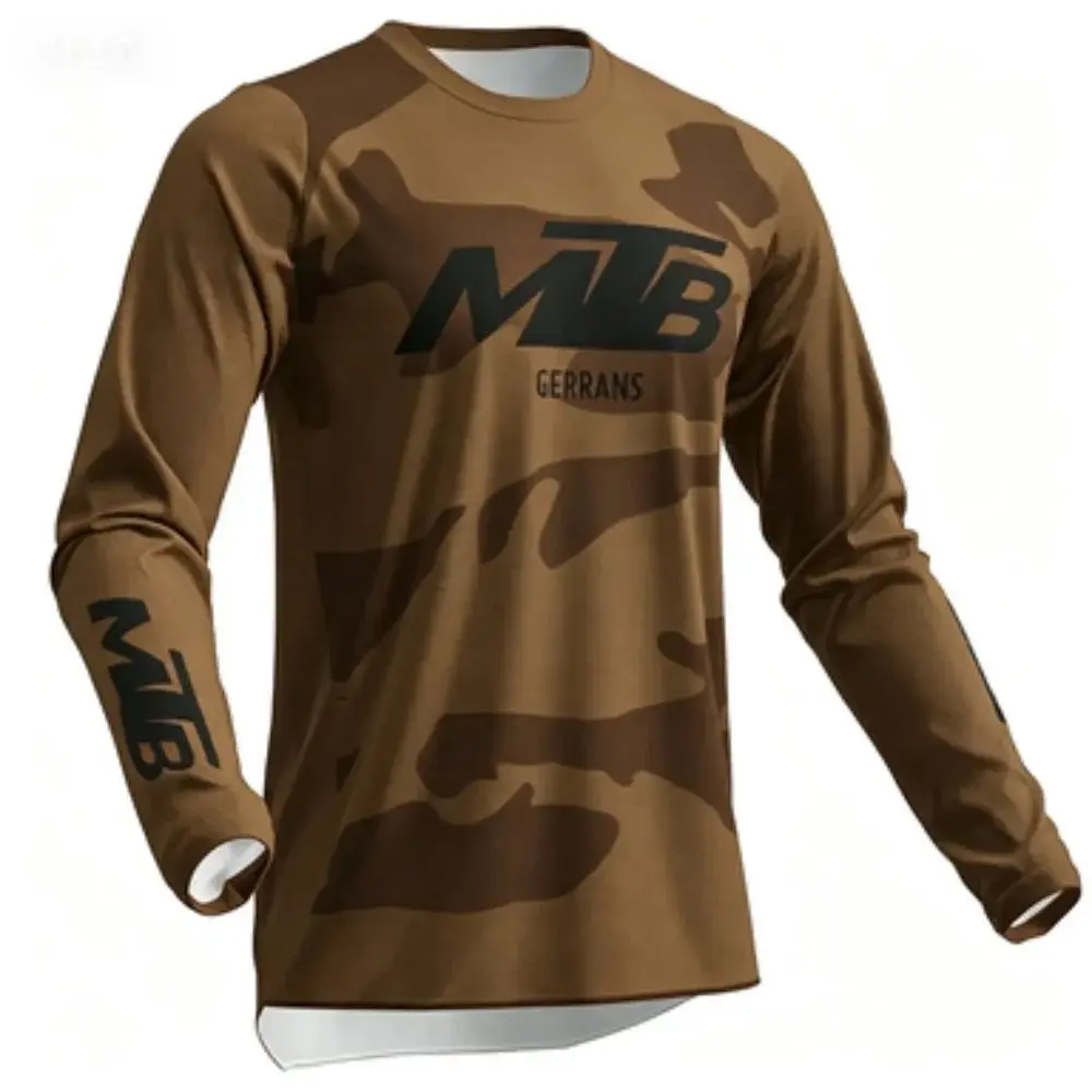 Family Matching Long Sleeve MTB Cycling Jersey, Neon Camo Motocross MX Top, Breathable Off-Road Racing Riding Shirt, Outdoor