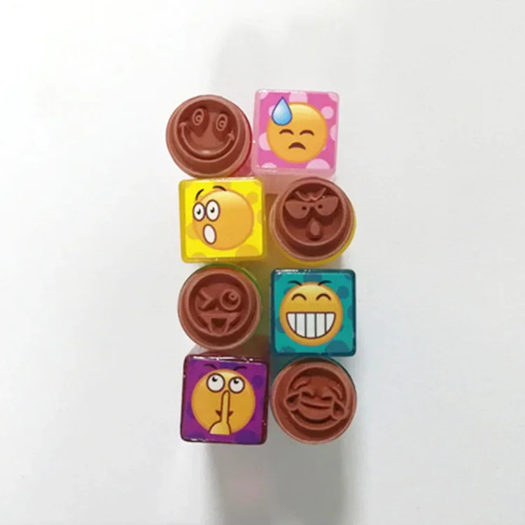 Children\'s Seal Smiling Face Seal Stamp Set 8 Pictures Plastic Seal DIY Set Card Making Stamps Handmade Teacher Stamps