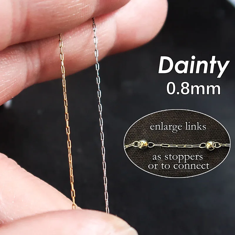 30 Fuß 0,8 mm superfeine Edelstahl-Gliederkette, Metallperlenkette für Perlenfädeln, DIY-Schmuckherstellungszubehör – Detail 1