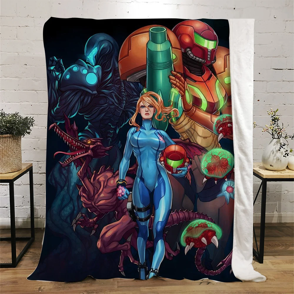 CLOOCL Popular Anime Blankets Hot Game METROID 3D Graphic Throw Blanket Summer Flannel Air Conditioner Quilt Gifts for Birthday