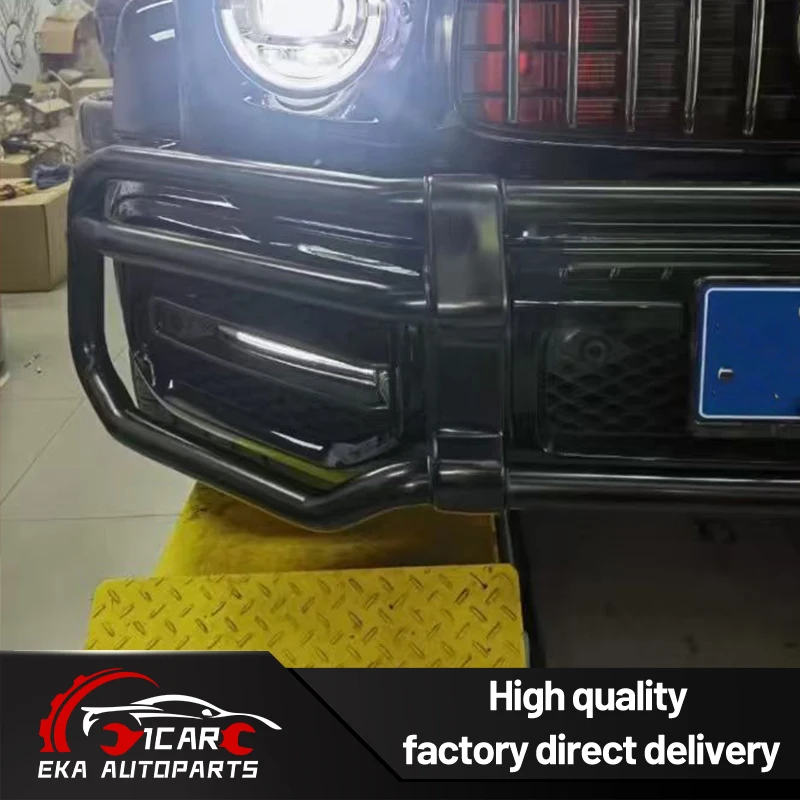 Dry Carbon Fiber Front Bumper Vent Trim Fit Mercedes G-Class W464 G63, Integrated LED Decor Strip Plug & Play 1:1 Precise Fit