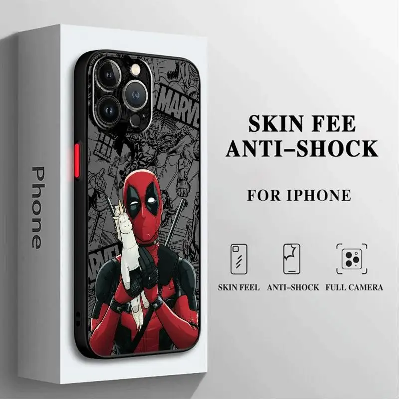 Marvel Deadpool Phone Case for iPhone 15 Plus SE XR 14 Pro Max 11 XS Max 12 Pro 13 Mini 7 8 Soft Matte Funda Cover