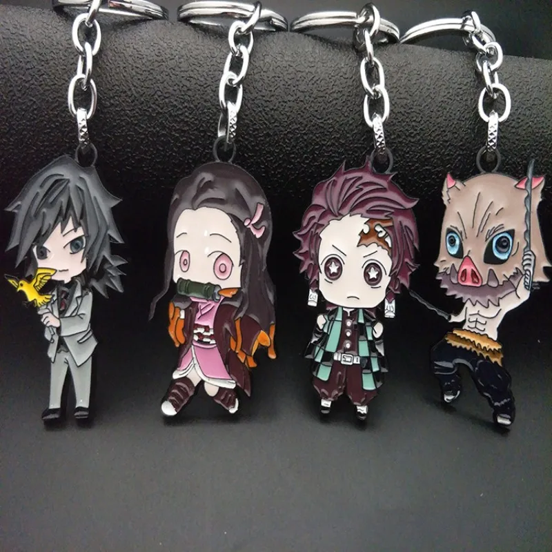 2025 new ghost blade around the key chain mouth flat Inosuke Tanzhilang figure My wife Shanyi made brand metal bag pendant.