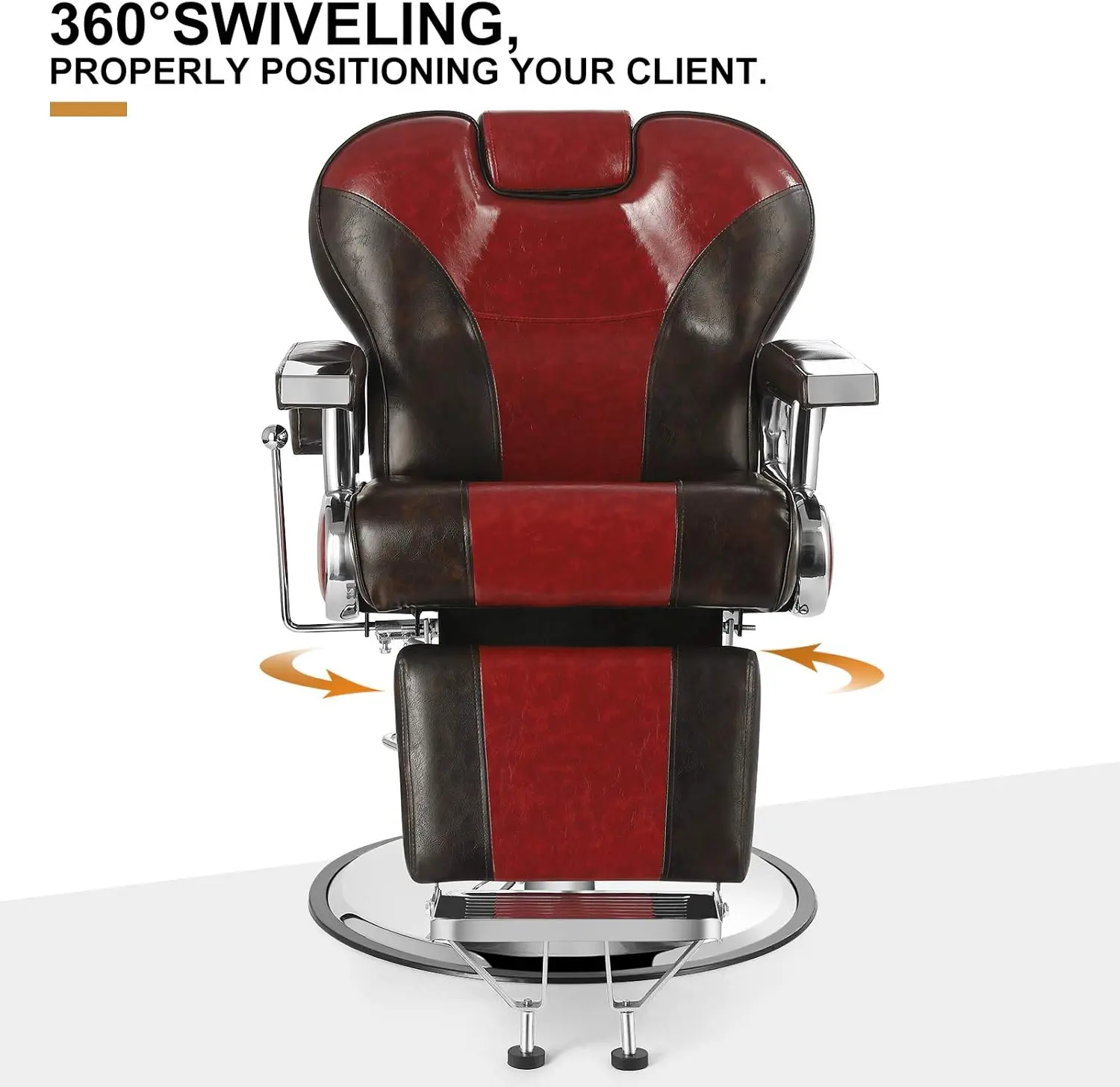 Artist hand Heavy Duty Barber Chairs Hydraulic Reclining Barber Chair Salon Chair Styling Chair for Salon Equipment (Red/Brown)