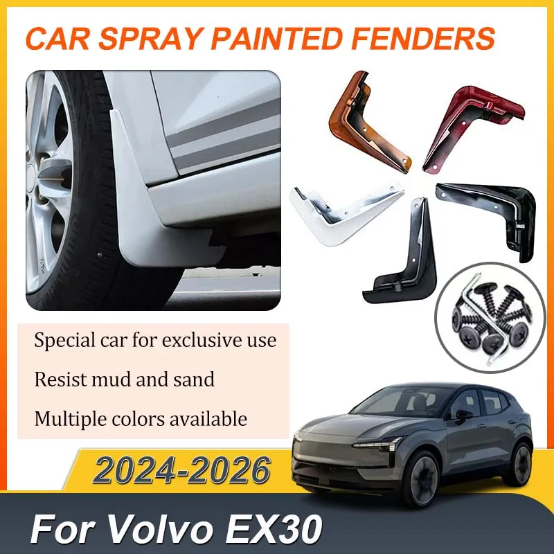 

4PCS For Volvo EX30 Accessories 2025 2024-2026 Spray Baking Mud Flaps Front Rear Anti-splash Fenders Mud Guards Car Accessories
