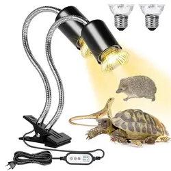 Lampada di calore per habitat per rettili con clip girevole a 360 gradi, timer per ciclo, interruttore dimmerabile, lampada solare a spettro completo per tartaruga