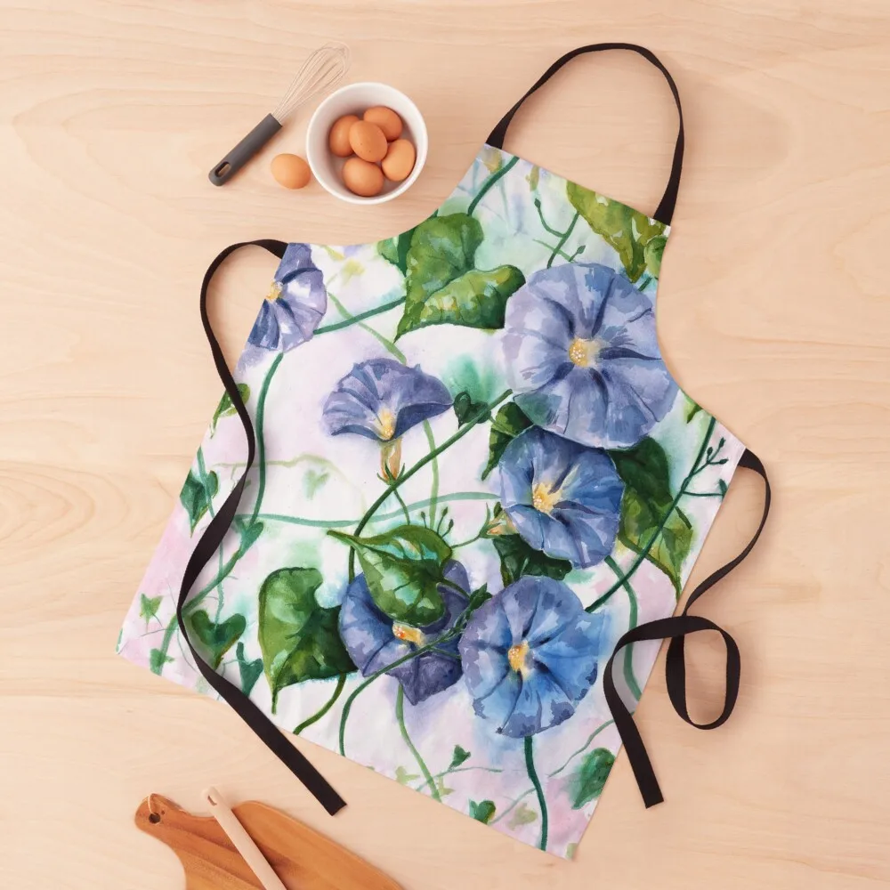 

Morning Glories Apron men's barbecue custom women's kitchen Household Items Kitchen Restaurant Kitchen Equipment Apron