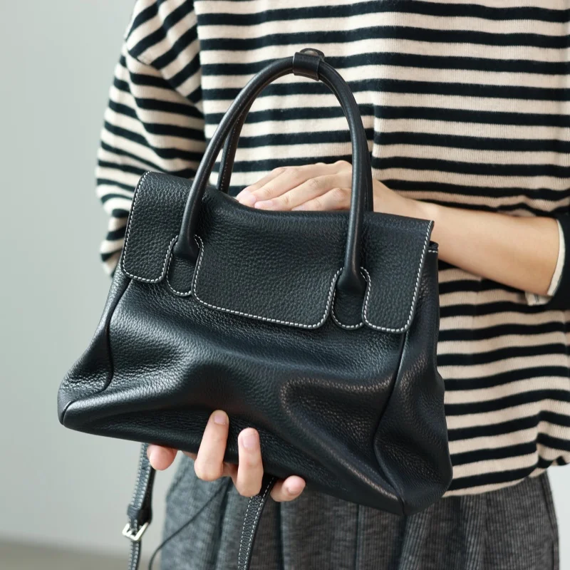 Women Luxury Design Genuine Leather Crossbody Bags With Detachable Shoulder Strap Soft Comfortable Handbag