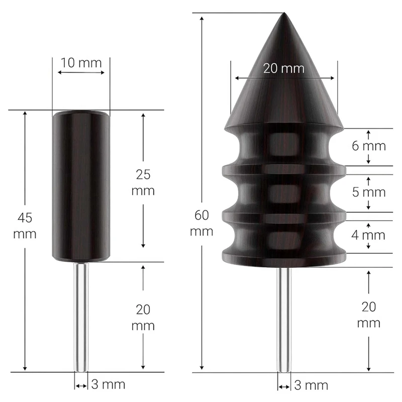 หนัง Burnisher Bits สําหรับชุดเครื่องมือโรตารี่ - ชุด 6 ชิ้นของ Solid Tropical ไม้จันทน์ Burnishing ชุดเครื่องมือขอบหนังเรียบ