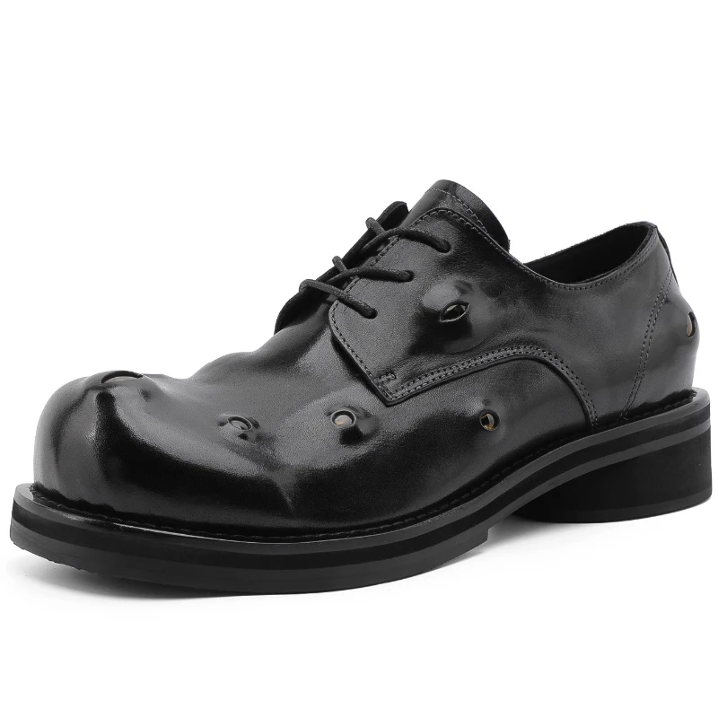 

Genuine Leather Hand-sewn Personalized Original Men's Dress Leather Shoes for Man Europe/America Inlaid Retro Casual Derby Shoes