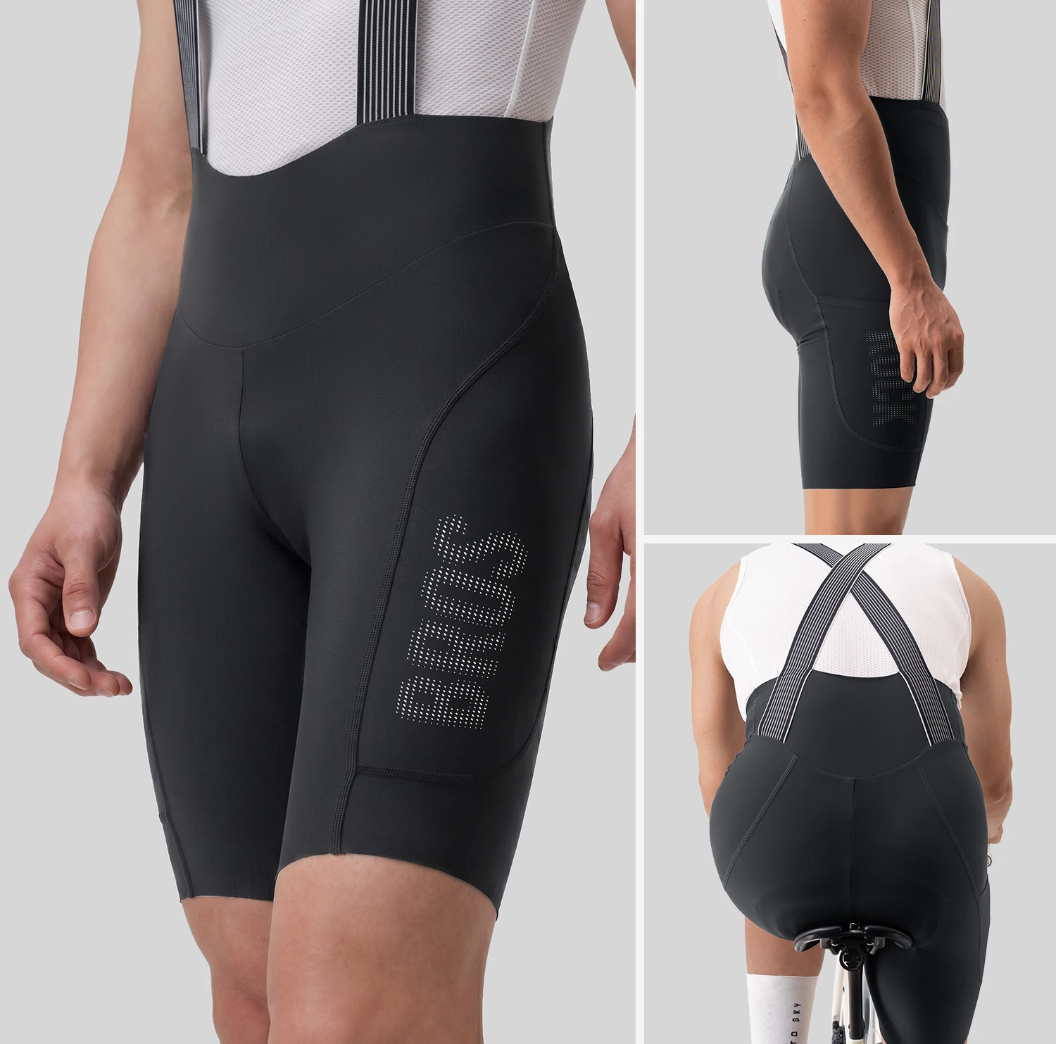 ROCKBROS Herren-Radlerhose, Sommer, 3D-Druck, mit integriertem Polster, antibakterielle, atmungsaktive Fahrrad-Latzhose. – Detail 4