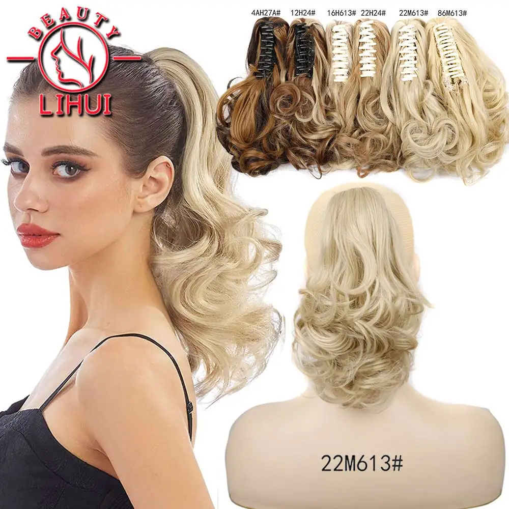 

High Puffy Ponytail Extension Hairpiece Claw Clip Ponytail For Women Syntehtic Short False Tail Fake Hair Lihui